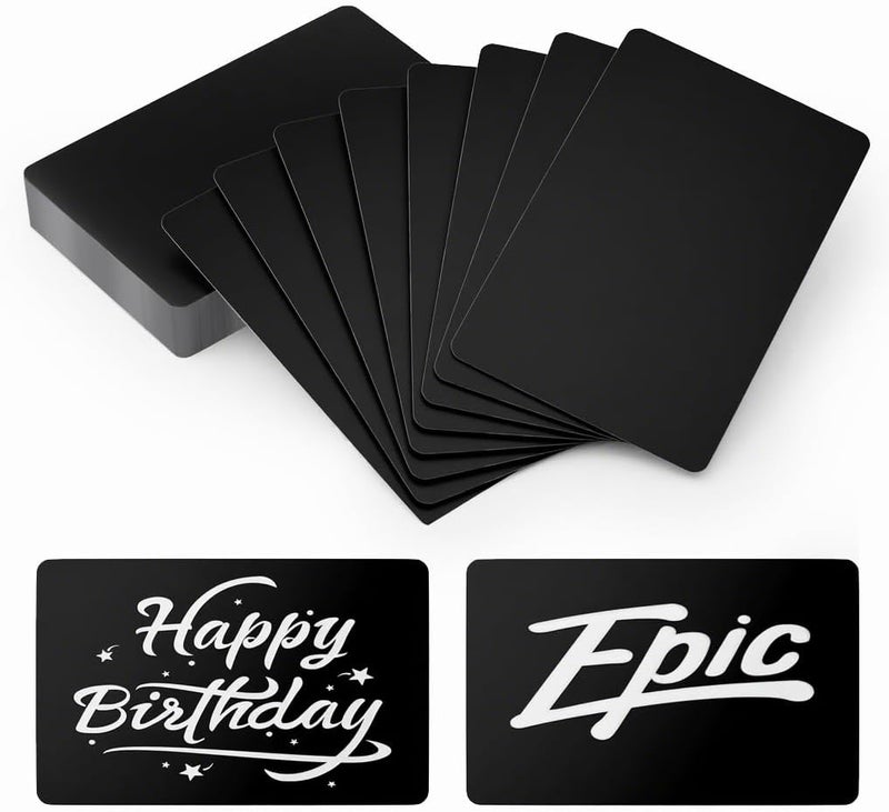 hansmaker 50 Pcs Metal Business Card Blanks Laser Engraving Premium Aluminum Sheet Multipurpose DIY Gift Metal Cards Black 86 X 54 X 0.21 MM - Image 1